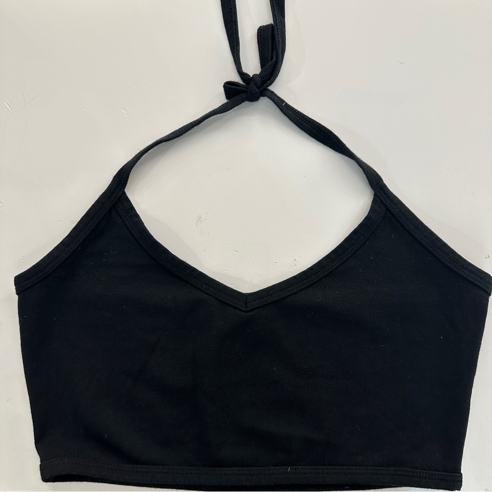 *SUPER RARE* BRANDY HALTER CROP TOP in BLACK